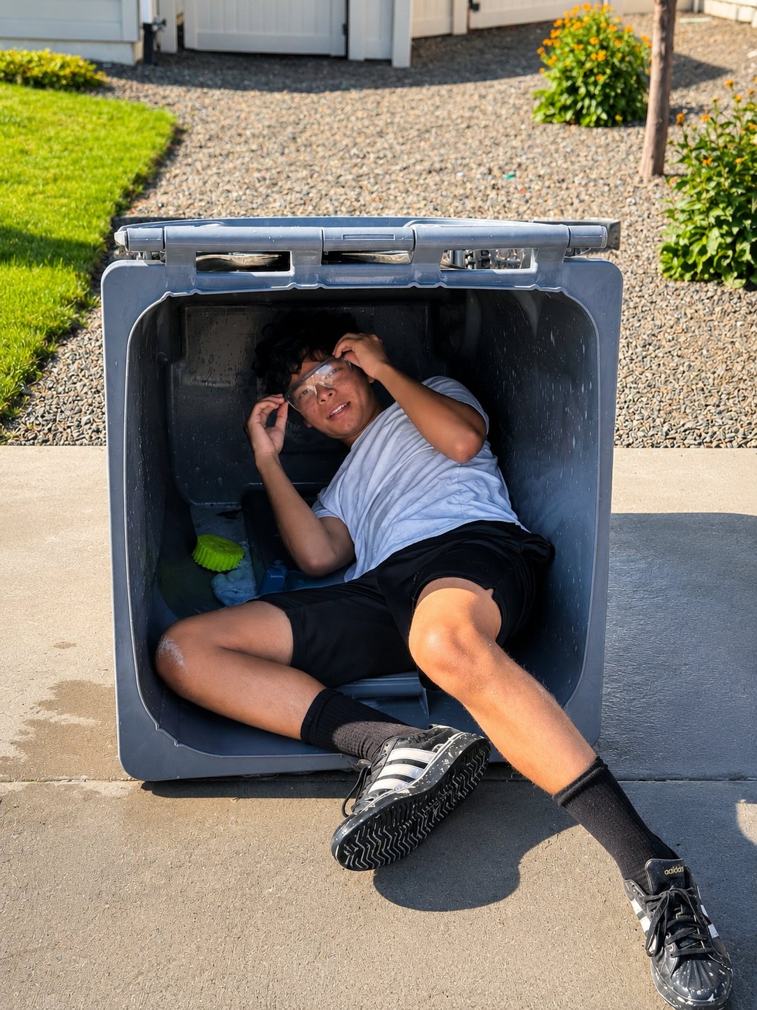 Micah on a bin cleaning job